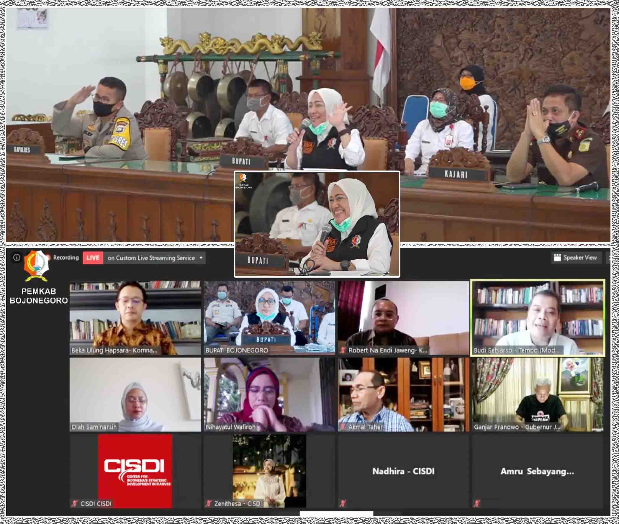 Bupati Bojonegoro Melalui Webinar Ajak Hadapi Covid-19 dengan Riang Gembira & Serius