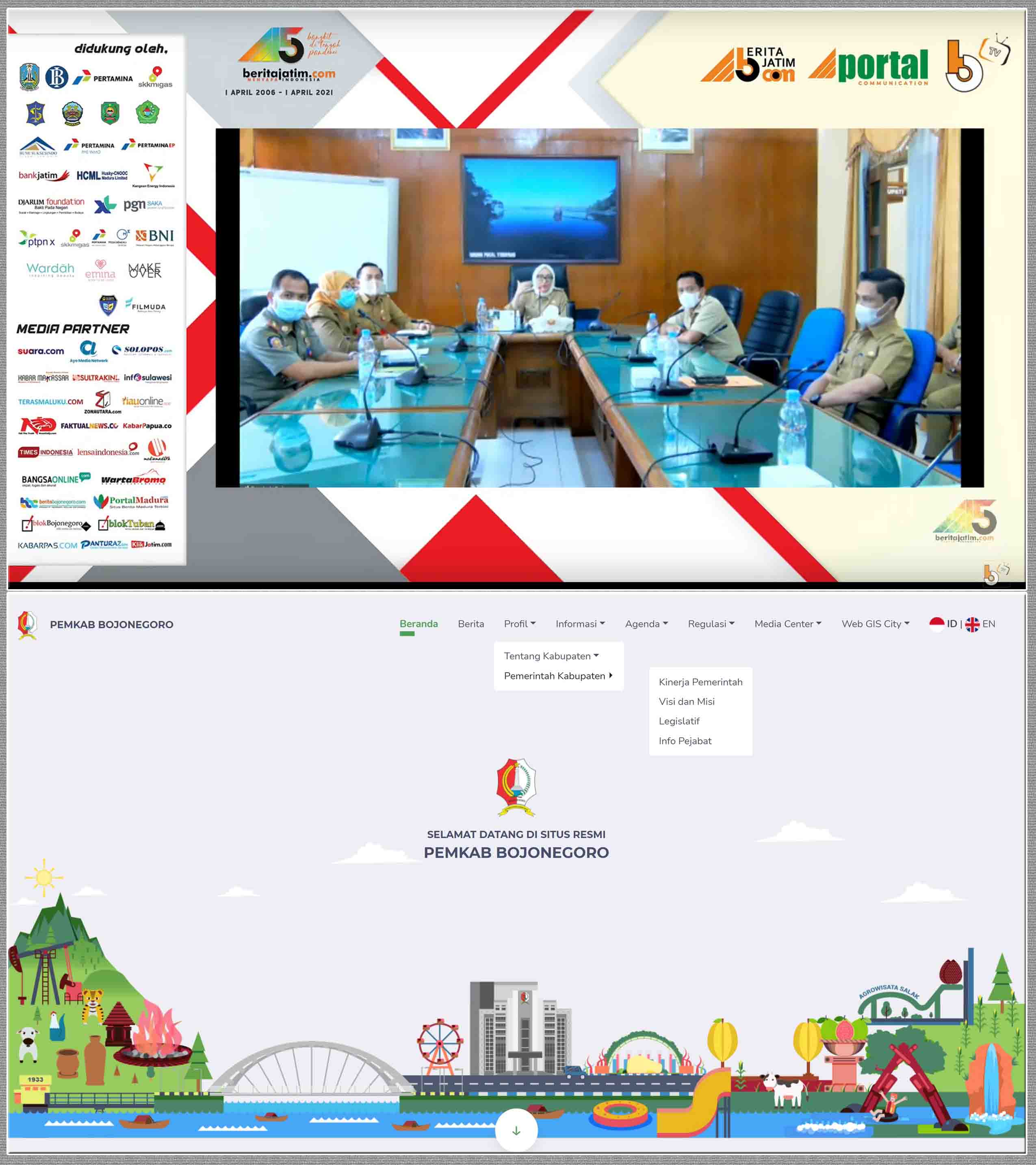 Website bojonegorokab.go.id Raih Penghargaan Terbaik Beritajatim Media Digital Award 2021